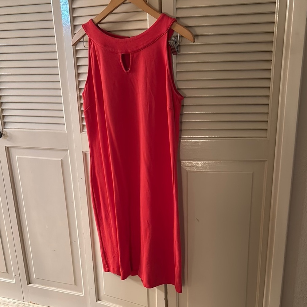 Talbots Sleeveless Coral Orange 100% Dress Petite Medium Office Sporty